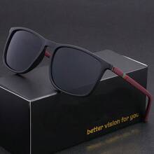 1pc Retro Square Frame Glasses, Solid Color, Unisex Casual Street Style, For Outdoor Sports, Beach, Photography, All Seasons - Black - View 3