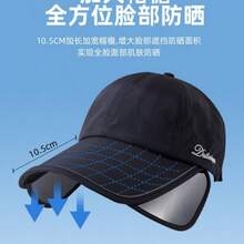 Women's Outdoor Summer Sun Hat, Wide Brim For Better Protection, Open Baseball Cap Style, Fully Covers Face - Black - View 2