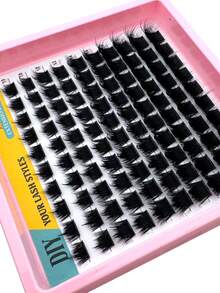 Spiky+300D/200D/160D100D60D, 2-In-110-18mm Long Spiky Cluster Lashes, Thick Lashes, DIY Spiky Lash Extension, Cartoon Cluster Lash Extension Individual Suitable For DIY Spiky Lash Extension Cartoon Lash Extension 200pcs/180pcs/160pcs/120pcs/100pcs - D - View 7