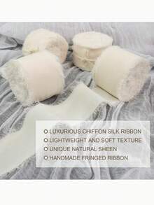 4/3/1 Roll Beige Handmade Brushed Edge Tassel Chiffon Ribbon, Suitable For Wedding Invitations, Bridal Bouquets, Gift Wrapping, DIY Crafts, Bow Making, Wedding And Event Background Decoration, Valentine's Day/Girlfriend's Day/Bachelorette Party Balloon And Gift Decoration, Birthday Party, Table Centerpiece Decoration, Bedroom And Living Room Decor, Holiday Decoration Essential - Multiple Styles - View 7