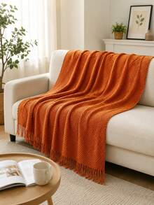 1 pièce Couverture tricotée kaki, couverture de canapé de style nordique en acrylique rectangulaire pour sieste au bureau, couverture de climatisation, petite couverture tricotée, châle, jeté de lit, chemin de lit - caramel de grains de maïs - Voir 5