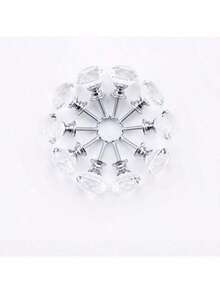 2/5/10pcs Gold Base Round Crystal Glass Drawer Pulls, Diamond Cabinet Knobs, Suitable For Wardrobe, Vanity, Cabinet Home Decor - Multicolor - View 5