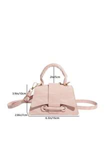 2026 Super Textured Lipstick Case Mini Square Handbag New Solid Color Versatile Tote Bag Women's Bag - Pink - View 3