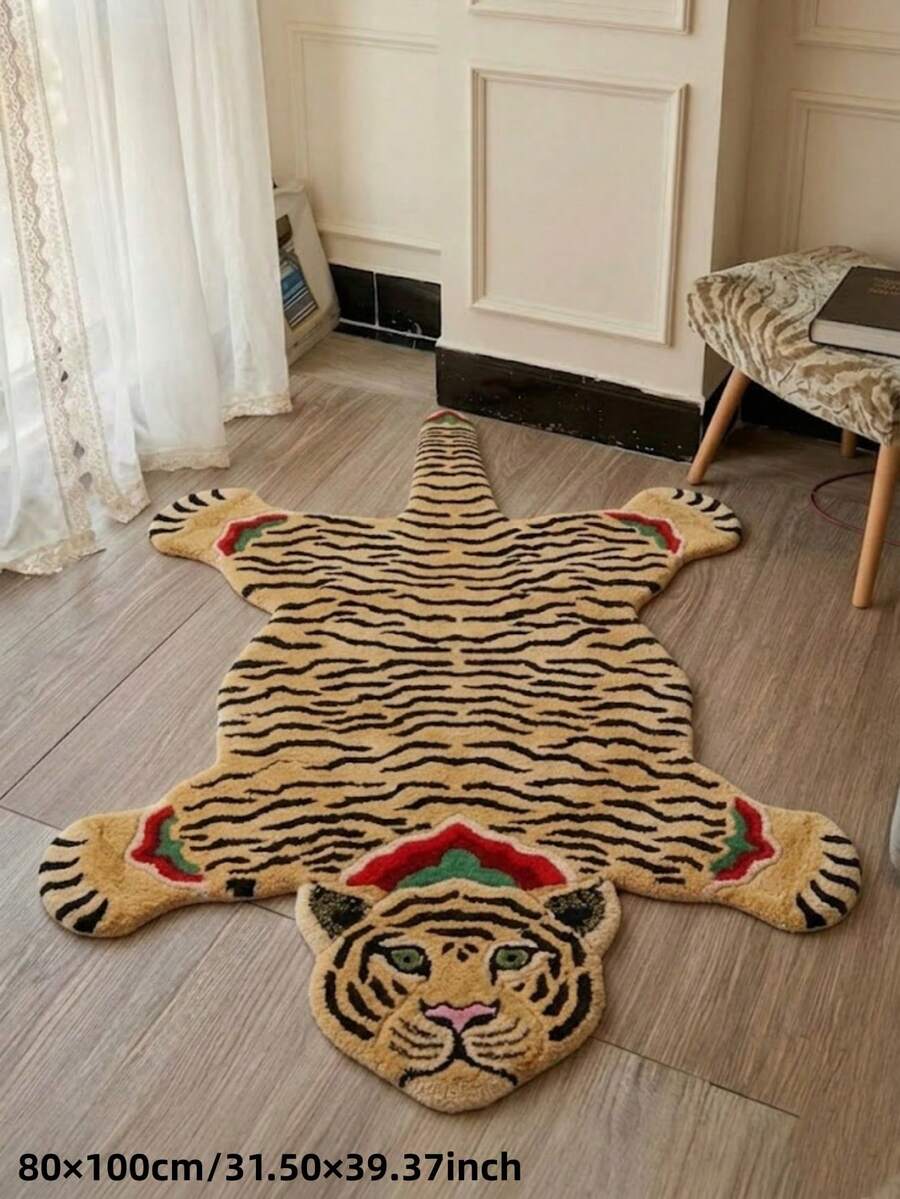 1件裝老虎造型毛絨地毯,紅綠裝飾圖案,柔軟超吸水,適用臥室、客廳或浴室,可機洗,浴室地毯,裝飾地毯,臥室裝飾,小地毯,地毯,家居裝飾,客廳地毯,客廳小地毯,臥室地毯,客廳家居裝飾 - 彩色 - 查看 1