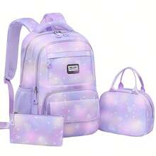 Juego de 3 piezas de mochila con estampado de copos de nieve de diamante, mochila de estudiante de gran capacidad y ligera, con múltiples compartimentos para un almacenamiento fácil, correas de hombro ajustables, cierre con cremallera, adecuada para la escuela, el transporte, los viajes, las salidas, regalo de vuelta a la escuela - conjunto de tres piezas - Ver 13