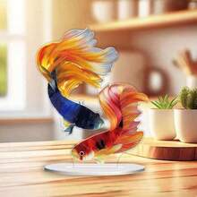 1件 2D平面高畫質印刷非3D裝飾壓克力錦鯉魚創意立牌,居家客廳玄關酒櫃擺飾裝飾禮物,適合送給家人與朋友 - 1PC - 查看 6