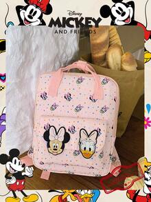 1pc Disney Officially Licensed Minnie Mouse And Daisy Duck Pattern Backpack, Pink Polka Dot Full Print Daypack, With 3D Character Decoration, Cartoon School Bag, Suitable For Fans/Girls/Students/Teens/Graduates, Perfect For Daily Use, Outings, Travel, Shopping And Back To School Season - Multicolor - View 9