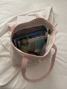 New Luxury Solid Color Premium Versatile Women's Shoulder Tote Bag - Pink - View 9