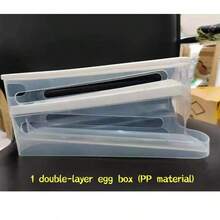 1pc Automatic Double-Layer Egg Rack, Hinge Sliding Design Holds 12-14 Eggs, Fresh Storage Organizer, Plastic, Refrigerator And Kitchen Storage Accessories, Egg Rack, Double-Layer Egg Storage, Refrigerator Egg Organizer, Sliding Egg Rack - Multicolor - View 11