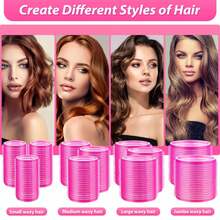 22pcs/Set 2pcs/Set Large Hair Curlers With Clips, Self-Gripping Hair Curlers, Suitable For Long/Medium/Short Hair And Bangs, DIY Hair Curling Tools, Hairstyling, Hair Accessories, Hair Styling Tools - Hot Pink - View 3