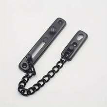 1pc Heavy Duty Metal Door Chain Lock With Spring Anti-Theft Bolt - Protect Your Home With Polished Bolt Screw Accessories, Black Door Lock! - Black - View 9
