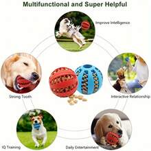 1pc Dog Treat Dispensing Ball Interactive Chew Toy Dental Cleaning Treat Feeder Ball Rubber Silicone Material Suitable For Small Dogs Random Color - Multicolor - View 7