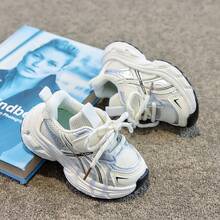 1 par de zapatos deportivos de moda para bebé, tela suave y transpirable, suela ligera con absorción de impactos y antideslizante, cuidando los pies pequeños del bebé. Múltiples colores disponibles, adecuados para correr y saltar, ¡esencial para bebés lindos! - Blanco - Ver 6