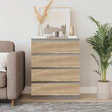 4/5 Drawer Wooden Chest, Handle-Free Storage Cabinet For Bedroom - Grey Carcass + Oak Drawers - View 6