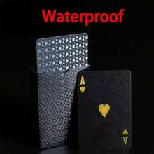 1 Set de Cartas de Juego Impermeables con Lámina de Oro 24K - Cartas de Juego Impermeables Negras & Doradas - Set de Cartas de Juego de Plástico con Acabado de Lámina - Perfecto para Espectáculos de Magia, Juegos de Azar y Coleccionistas Regalo del Día de San Valentín/Regalo de Año Nuevo, Halloween, Juegos de Cartas de Fiesta - Multicolor - Ver 13