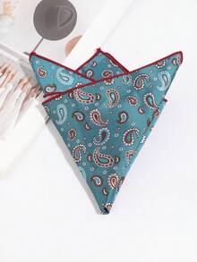1pc Men's Vintage Cashew Flower Geometric Jacquard Pattern Pocket Square, Suitable For Formal Business Banquet Matching - Multicolor - View 9