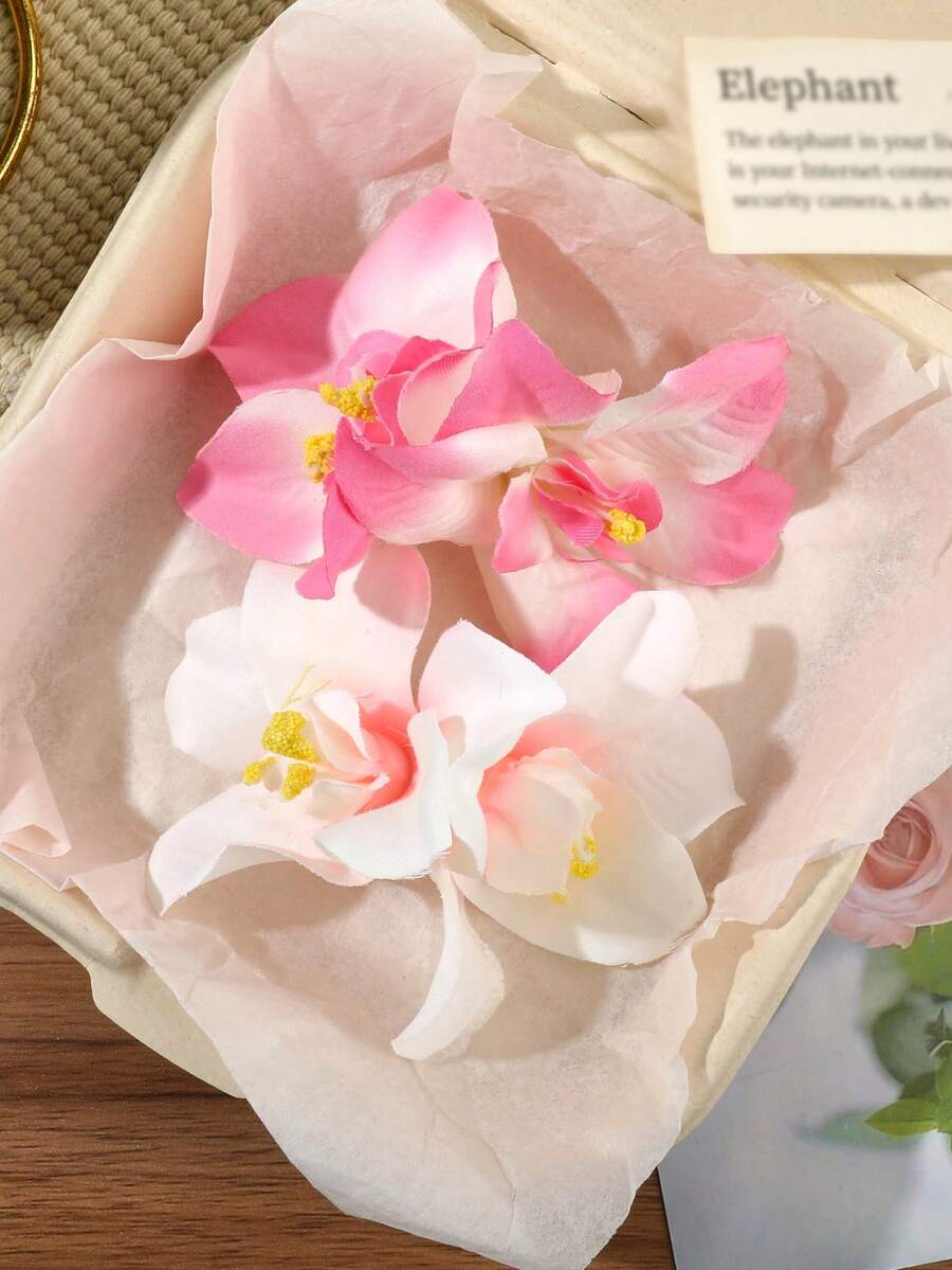 2件組粉色與白色花卉髮夾,側夾式碎髮固定夾,編髮造型裝飾,復古新中式風格,溫柔清新優雅,輕奢高端酷鹽風,適合旅行、海灘、度假、拍照、野餐、派對髮飾抓夾 - 彩色 - 查看 1