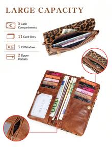 FOREVER MIYIN Minimalist Leopard Print Women Wallets, Multi Card Holder Wristlet Coin Purse, Large Capacity Passport Organizer Bags For Daily Travel Essentials - Multicolor - View 8