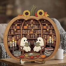 Cross-Border Halloween Healing Ghost Pumpkin Lantern Wooden Ornament Creative Bookshelf Storage Decor Holiday Gift - 1PC - View 8