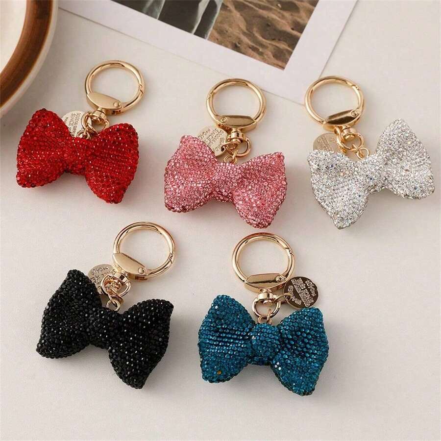 Fashion Crystal Bow Keychain, Cute Bow Keychain, Car Key Chain, Shiny Full Rhinestone, Handbag Pendant, Key Ring, Women's Gift - Multicolor - View 1