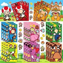 SUPER MARIO BROS. 16pcs Cartoon Game Puzzle Face Change Stickers, Children DIY Cute Handbag Creative Stickers - Multicolor - View 1