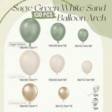 130pcs Sage Green, Sand White And Gold Balloon Arch Garland Set, Neutral Latex Balloon Decoration Set For Bridal Shower, Birthday, Engagement, Anniversary, Christmas Theme Party Backdrop - View 10