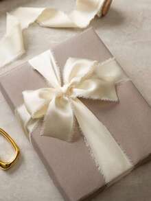 4/3/1 Roll Beige Handmade Brushed Edge Tassel Chiffon Ribbon, Suitable For Wedding Invitations, Bridal Bouquets, Gift Wrapping, DIY Crafts, Bow Making, Wedding And Event Background Decoration, Valentine's Day/Girlfriend's Day/Bachelorette Party Balloon And Gift Decoration, Birthday Party, Table Centerpiece Decoration, Bedroom And Living Room Decor, Holiday Decoration Essential - Multiple Styles - View 5
