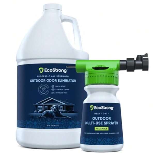 Strong Outdoor Odor Eliminator Outside Dog Urine Enzyme Cleaner Powerful Pet, Cat, Animal Scent Deodorizer Professional Strength For Yard, Turf, Kennels, Patios, Decks Gallon With Sprayer