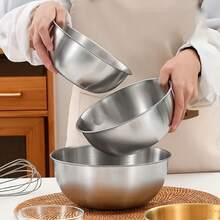 Bộ 3 bát trộn dày phong cách Nhật Bản bằng thép không gỉ phân cấp, dùng để đánh trứng, trộn salad và làm bánh - Xem 6