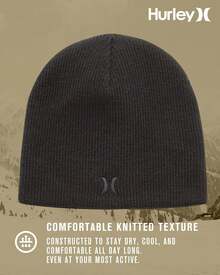 Hurley Men's Winter Hat - Classic Icon Beanie - Black/(Black) - View 3