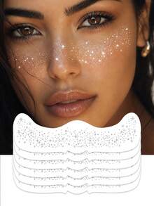 Glitter Freckles, Gold/Silver Temporary Face Tattoos Stickers,Halloween Makeup, Body Face Glitter For Women Girls, Country Concerts Singer Festival Rave Accessories - Multicolor - View 4