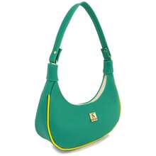Women's Half-Moon Tote Shoulder Bag, Small, Sophisticated, Minimalist, Soft Leather - 綠色 - 查看 1