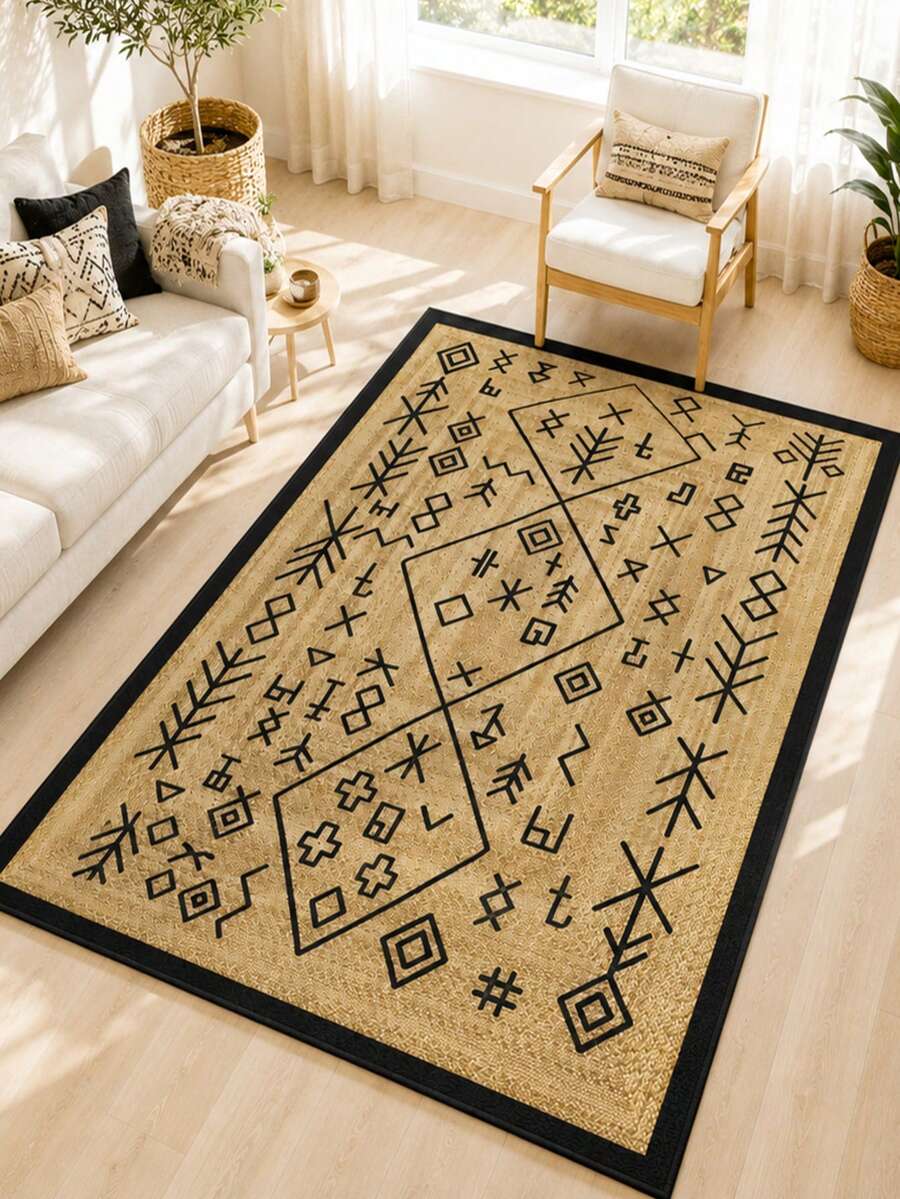Chilai Home Boho Rug, Runner Rug, Washable Floor Mat for Home Decor, Livingroom rug, Non-Slip Kitchen Runner Rug, Made in Turkiye 80x200 cm, 80x300 cm,100x200 cm, 120x180 cm - 黃色 - 查看 1