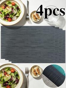 4/120pcs Rectangular PVC Woven Placemats, Washable Odorless Table Mats, Soft Easy To Store Western Style Dining Mats, Non-Slip Heat-Resistant Table Decor Mats, Suitable For Restaurants, Cafes, Homestays, Fit For Holidays, Parties, Gatherings, Birthdays, Weddings, Dinner Parties And More Occasions. - Multicolor - View 27