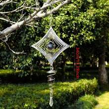 [3D不鏽鋼風力旋轉裝飾] 3D不鏽鋼風力旋轉裝飾，適用於戶外使用 | 反光金屬雕塑裝飾，螺旋設計，花園裝飾，鳥類驅趕 - 稜形 - 查看 4