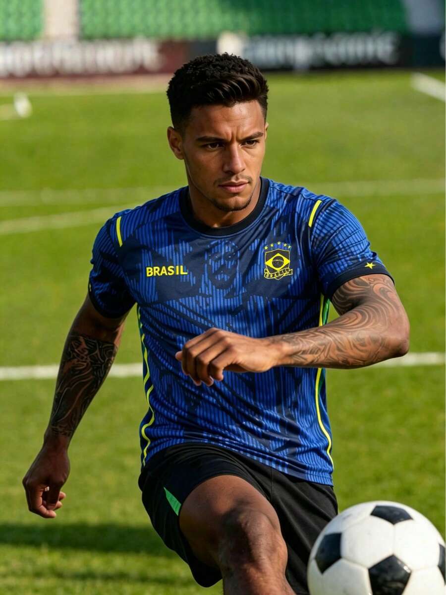 Brazil Men's Football Jersey & Men's Jesus Graphic T-Shirt & Sports Wear For Match, Training, Casual