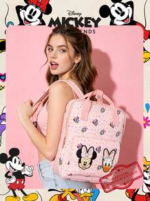 1pc Disney Officially Licensed Minnie Mouse And Daisy Duck Pattern Backpack, Pink Polka Dot Full Print Daypack, With 3D Character Decoration, Cartoon School Bag, Suitable For Fans/Girls/Students/Teens/Graduates, Perfect For Daily Use, Outings, Travel, Shopping And Back To School Season - Multicolor - View 7
