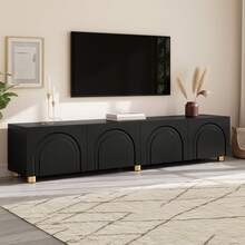 Black 180 Cm TV Stand In MDF,Particle Board With Storage For Living Room - 黑色 - 查看 9