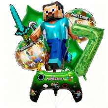 New Square World Steve Pixel World MC Theme Party Digital Balloon Set Birthday Party Decoration Balloons - View 13