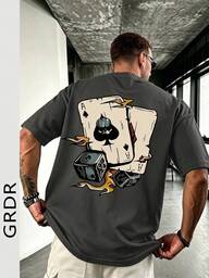 Camiseta de manga corta holgada con estampado de moda para hombres GRDR | Diseño exquisito | Esencial de verano | Fácil de combinar | Muestra tu estilo
