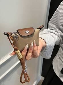 HAILIAN Women Mini Coin Purse, Wristlet Bag Charm, Multi-Color Pouch, Handbag Accessory, Daily Wallet, Gift For Friends, Mini Card & Coin Storage Bag - Khaki - View 5
