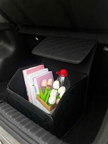 1 pieza Caja organizadora para maletero de coche de gran capacidad, bolsa de almacenamiento multifuncional para herramientas, organizador plegable de cuero PU para almacenamiento de emergencia - caja de almacenamiento - Ver 2