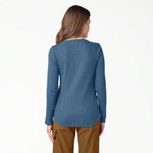 Dickies Women's Long-Sleeve 3-Button Henley Shirt Variant 1 - Dark Denim - View 3