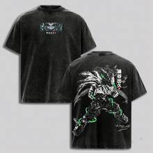 Camiseta Dark Deku x  con Gráficos de Anime, Camiseta Oversize Lavada Estilo Vintage, Top de Algodón Suave Lavado Ácido, Ropa Casual Unisex, Regalo para Fans de Anime, Merch - Negro - Ver 1
