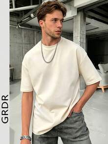 GRDR 男士时尚宽松短袖T恤 | 精致设计 | 夏季必备 | 百搭易配 | 展现您的风格 - 杏色 - 查看 2