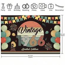 60th Birthday Decoration Set, Unisex, Includes Pre-Set 1966 Vintage Banner Party Decorations And 1966 Backdrop, Suitable For 60th Birthday Party Or Retirement Party Decoration - View 4