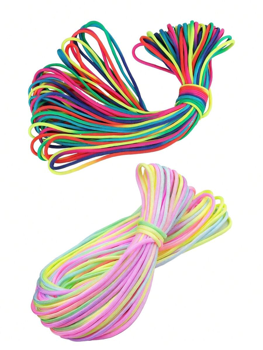 2mm/4mm Diameter, Rainbow Paracord, DIY Rope, Bracelet Weaving Rope, Outdoor Camping Rope, - Multicolor - View 1