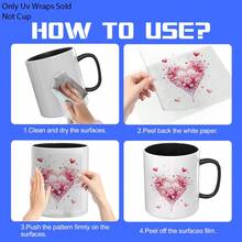 12pcs/Set Patterns Valentine's Day Floral Heart UV DTF Packaging Decals- Self-Adhesive Transfer Paper, Suitable For Mugs, Glasses, Bottles, And DIY Crafts, PVC Material, Romantic Floral HearDesign, Perfect For School Supplies And Art Projects - Multicolor - View 10