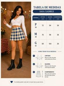 Sophisticated High-Waisted Checkered Skirt With Darts - Perfect Fit, Elegant Side Zipper, Polyester, Everyday Wear - Light Yellow - View 3