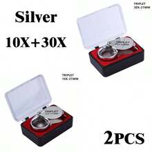 1-3pcs 30x Magnifying Glass High Definition Jade, Emerald, Coin, Antique Appraisal Full Metal Folding Portable Jewelry Loupe 30x21mm - 30X21 Silver - View 12